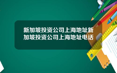 新加坡投资公司上海地址新加坡投资公司上海地址电话