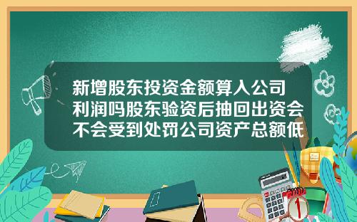 新增股东投资金额算入公司利润吗股东验资后抽回出资会不会受到处罚公司资产总额低于注册资本能否分配赚取的利润
