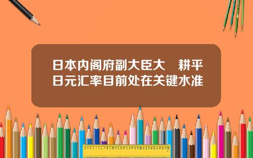 日本内阁府副大臣大塚耕平日元汇率目前处在关键水准
