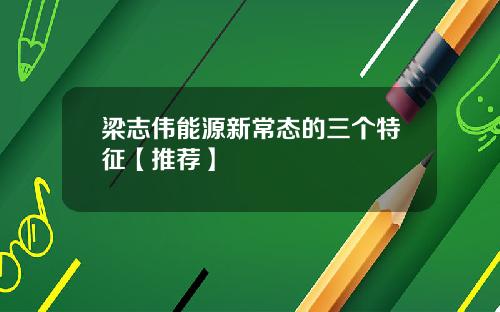 梁志伟能源新常态的三个特征【推荐】