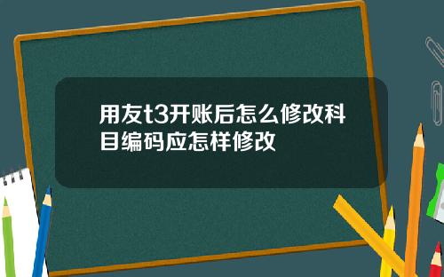用友t3开账后怎么修改科目编码应怎样修改