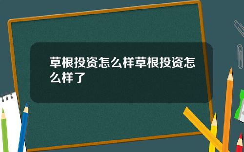 草根投资怎么样草根投资怎么样了