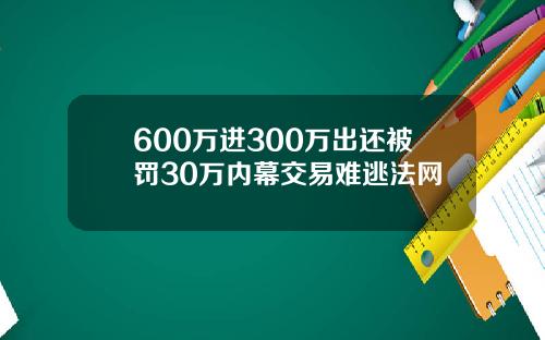 600万进300万出还被罚30万内幕交易难逃法网