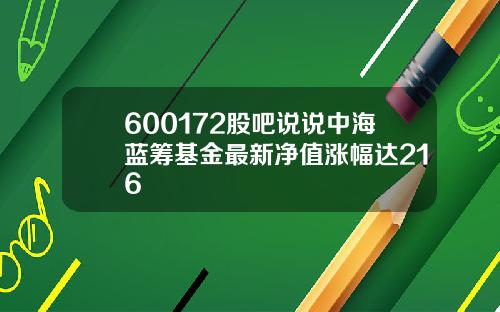 600172股吧说说中海蓝筹基金最新净值涨幅达216