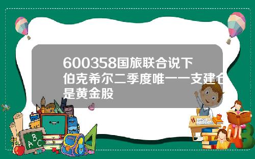 600358国旅联合说下伯克希尔二季度唯一一支建仓是黄金股