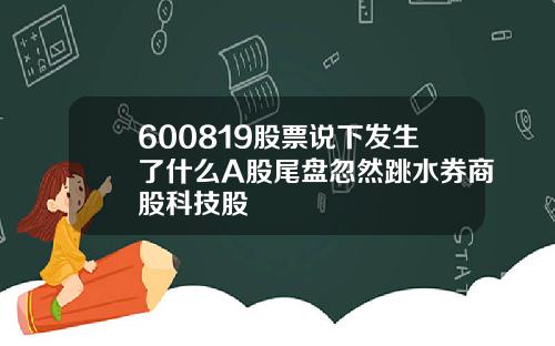 600819股票说下发生了什么A股尾盘忽然跳水券商股科技股