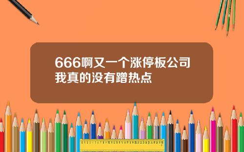 666啊又一个涨停板公司我真的没有蹭热点