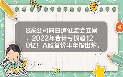 8家公司同日遭证监会立案，2022年合计亏损超120亿！A股首份半年报出炉，业绩预计连增股有这些-上海亏损多少要审计