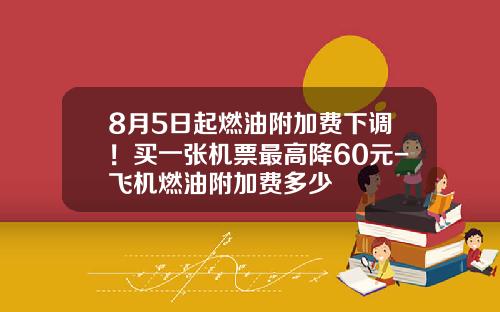 8月5日起燃油附加费下调！买一张机票最高降60元-飞机燃油附加费多少