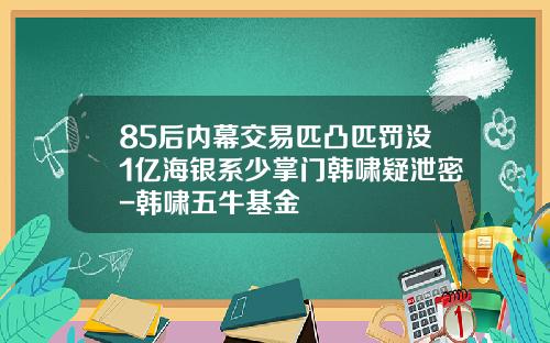 85后内幕交易匹凸匹罚没1亿海银系少掌门韩啸疑泄密-韩啸五牛基金