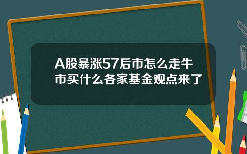A股暴涨57后市怎么走牛市买什么各家基金观点来了