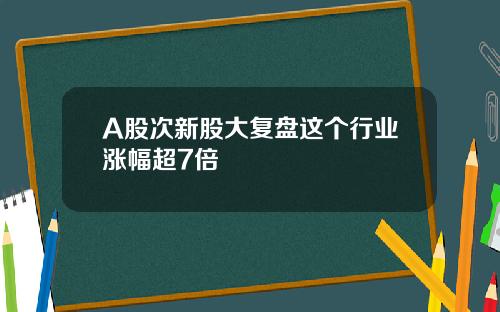 A股次新股大复盘这个行业涨幅超7倍