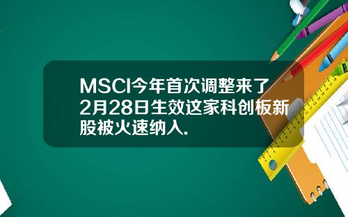 MSCI今年首次调整来了2月28日生效这家科创板新股被火速纳入.