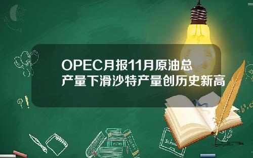 OPEC月报11月原油总产量下滑沙特产量创历史新高