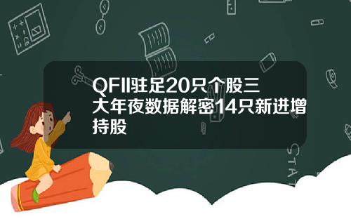 QFII驻足20只个股三大年夜数据解密14只新进增持股