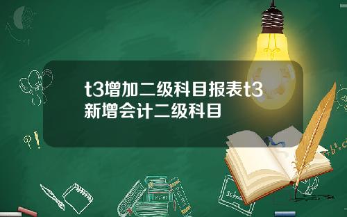 t3增加二级科目报表t3新增会计二级科目