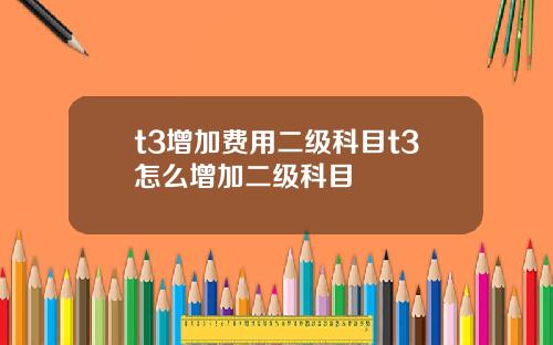 t3增加费用二级科目t3怎么增加二级科目