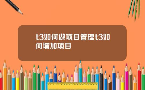 t3如何做项目管理t3如何增加项目