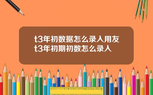 t3年初数据怎么录入用友t3年初期初数怎么录入
