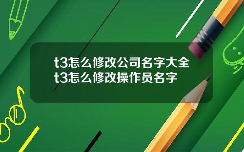 t3怎么修改公司名字大全t3怎么修改操作员名字