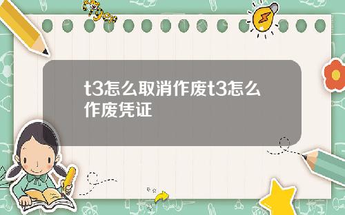 t3怎么取消作废t3怎么作废凭证