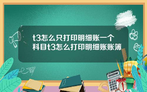 t3怎么只打印明细账一个科目t3怎么打印明细账账簿