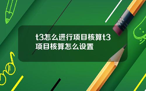 t3怎么进行项目核算t3项目核算怎么设置
