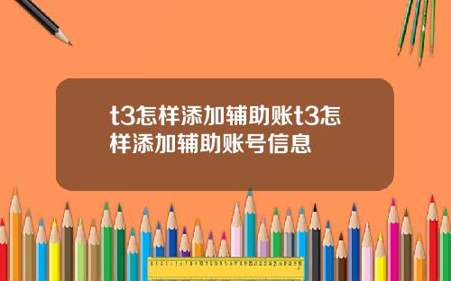 t3怎样添加辅助账t3怎样添加辅助账号信息