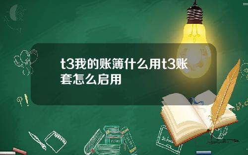 t3我的账簿什么用t3账套怎么启用
