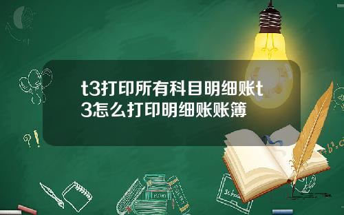 t3打印所有科目明细账t3怎么打印明细账账簿