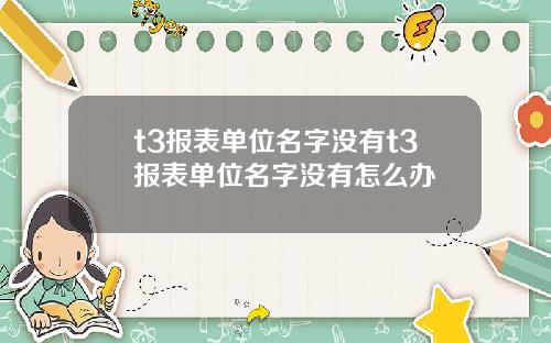 t3报表单位名字没有t3报表单位名字没有怎么办