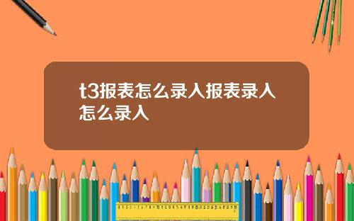 t3报表怎么录入报表录入怎么录入