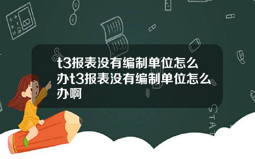 t3报表没有编制单位怎么办t3报表没有编制单位怎么办啊