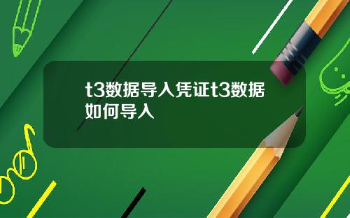 t3数据导入凭证t3数据如何导入