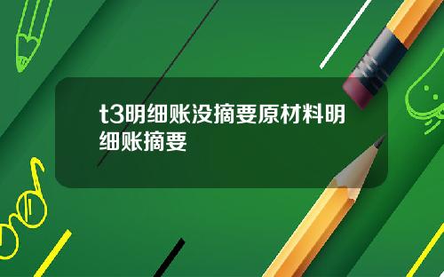 t3明细账没摘要原材料明细账摘要