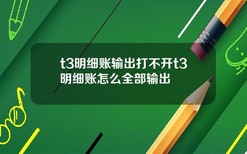t3明细账输出打不开t3明细账怎么全部输出