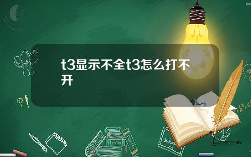 t3显示不全t3怎么打不开