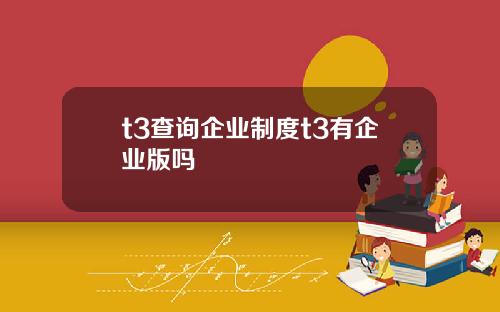 t3查询企业制度t3有企业版吗