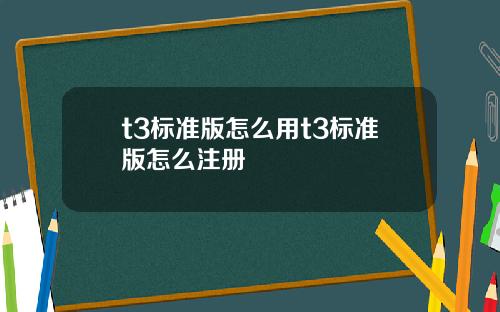 t3标准版怎么用t3标准版怎么注册