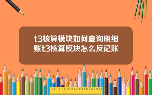 t3核算模块如何查询明细账t3核算模块怎么反记账