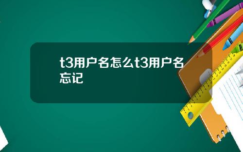 t3用户名怎么t3用户名忘记