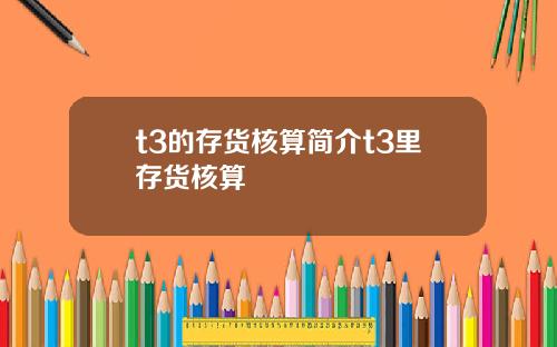 t3的存货核算简介t3里存货核算