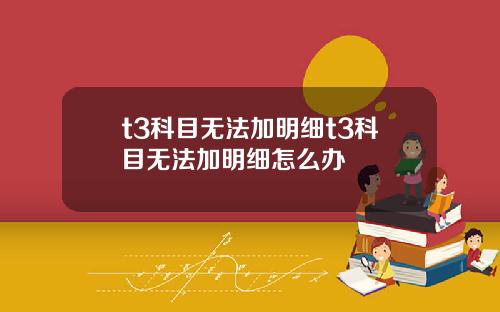 t3科目无法加明细t3科目无法加明细怎么办