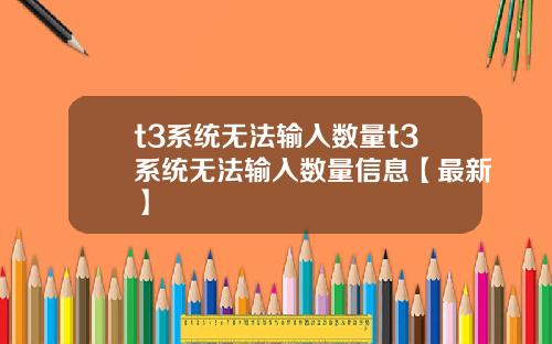 t3系统无法输入数量t3系统无法输入数量信息【最新】