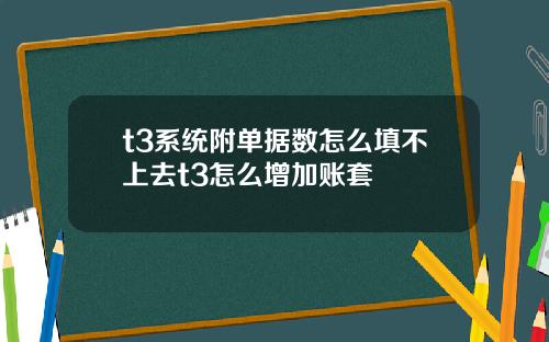 t3系统附单据数怎么填不上去t3怎么增加账套