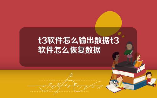t3软件怎么输出数据t3软件怎么恢复数据