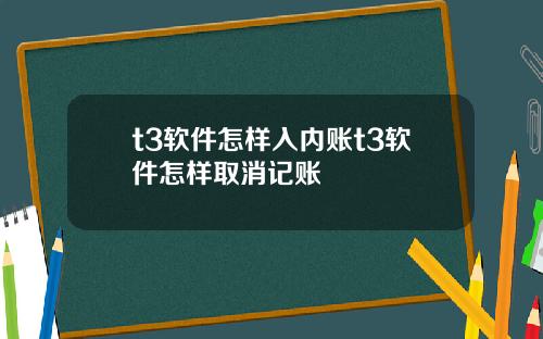 t3软件怎样入内账t3软件怎样取消记账