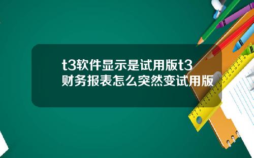 t3软件显示是试用版t3财务报表怎么突然变试用版