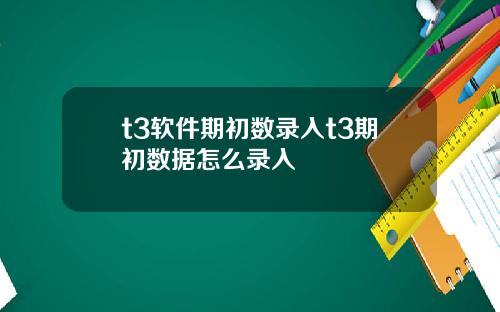 t3软件期初数录入t3期初数据怎么录入