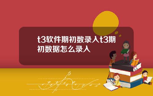 t3软件期初数录入t3期初数据怎么录入